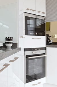 kitchen oven and cabinets